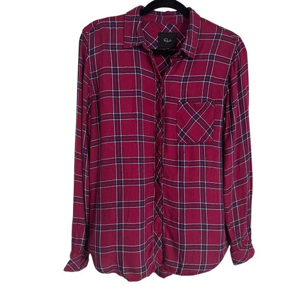 Rails Hunter Flannel Button Front Shirt - Medium - Red Plaid - Merlot Navy Plaid - Picture 1 of 5